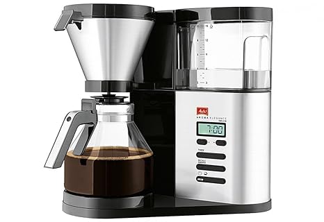 Melitta AromaElegance DeLuxe 1012-03, Filterkaffeemaschine mit Glaskanne, Aroma Control, Timer-Funktion, Schwarz/Edelstahl