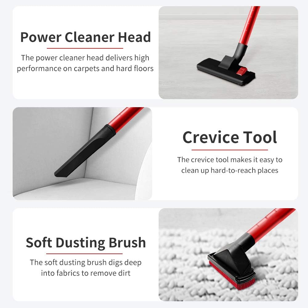 VacLife Stick Vacuum Cleaner - Corded 2 in 1, 4 Stages Filtration Powerful Vacuum Cleaner for Pet Hair with Washable HEPA Filter, Lightweight Vacuum with 3 Practical Tools for Hard Floor -