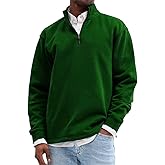 Collared Sweatshirts for Men Classic Plain Quarter Zip Pullover Long Sleeve Outdoor Casual Trendy V Neck Spring Tops