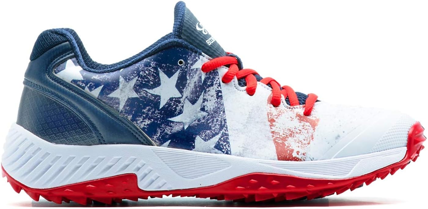 Boombah Men's Dart Flag 2 Low Turf Shoes Navy/White/Red Size 9.5