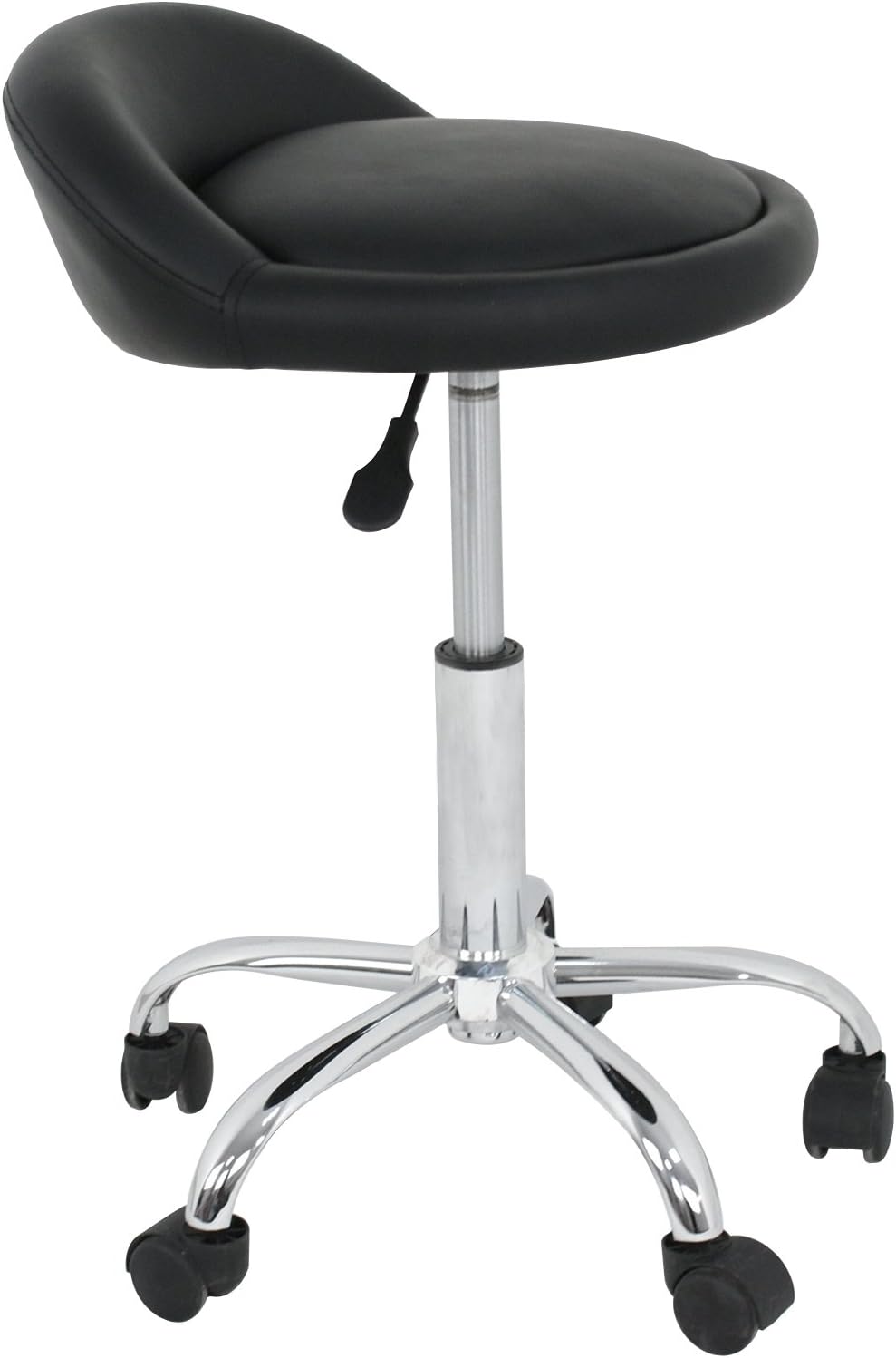 Adjustable Hydraulic Rolling Swivel Stool Chair Salon Tattoo Office Massage Medical Facial Spa Stool Chair with Wheels Backrest PU Cushion (Black): Furniture & Decor
