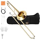 Eastar Bb Tenor Slide Trombone Beginner Student, Golden Brass Kit, ETB-330