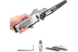 FAXHOOL Air Belt Sander with 3/8" x 13" Sanding Belts(#60, #80,#120), Handheld Bandfile Belt Sander for Metal Working, Woodworking, Compatible with Pneumatic Tools for Deburring, Sanding, Finishing