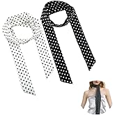 YALLNASL Long Skinny Polka Dot Scarves - Trendy Polka Dot Scarf for Neck Handbag Hair Accessories Womens Vintage Party Outfit