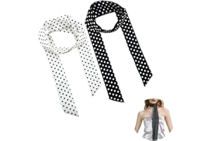 Long Skinny Polka Dot Scarves - Trendy Polka Dot Scarf for Handbag Hair Accessories Vintage Party Outfits for Women Girls