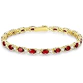 FANCIME 14K Gold Plated Birthstone Bracelets 4mm Sterling Silver Tennis Bracelets Gold Bracelets Birthday Jewelry Gifts for Women 7"
