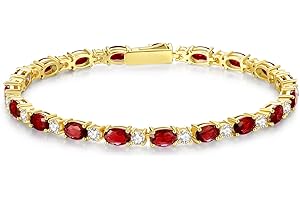 FANCIME 14K Gold Plated Birthstone Bracelets 4mm Sterling Silver Tennis Bracelets Gold Bracelets Birthday Jewelry Gifts for Women 7"