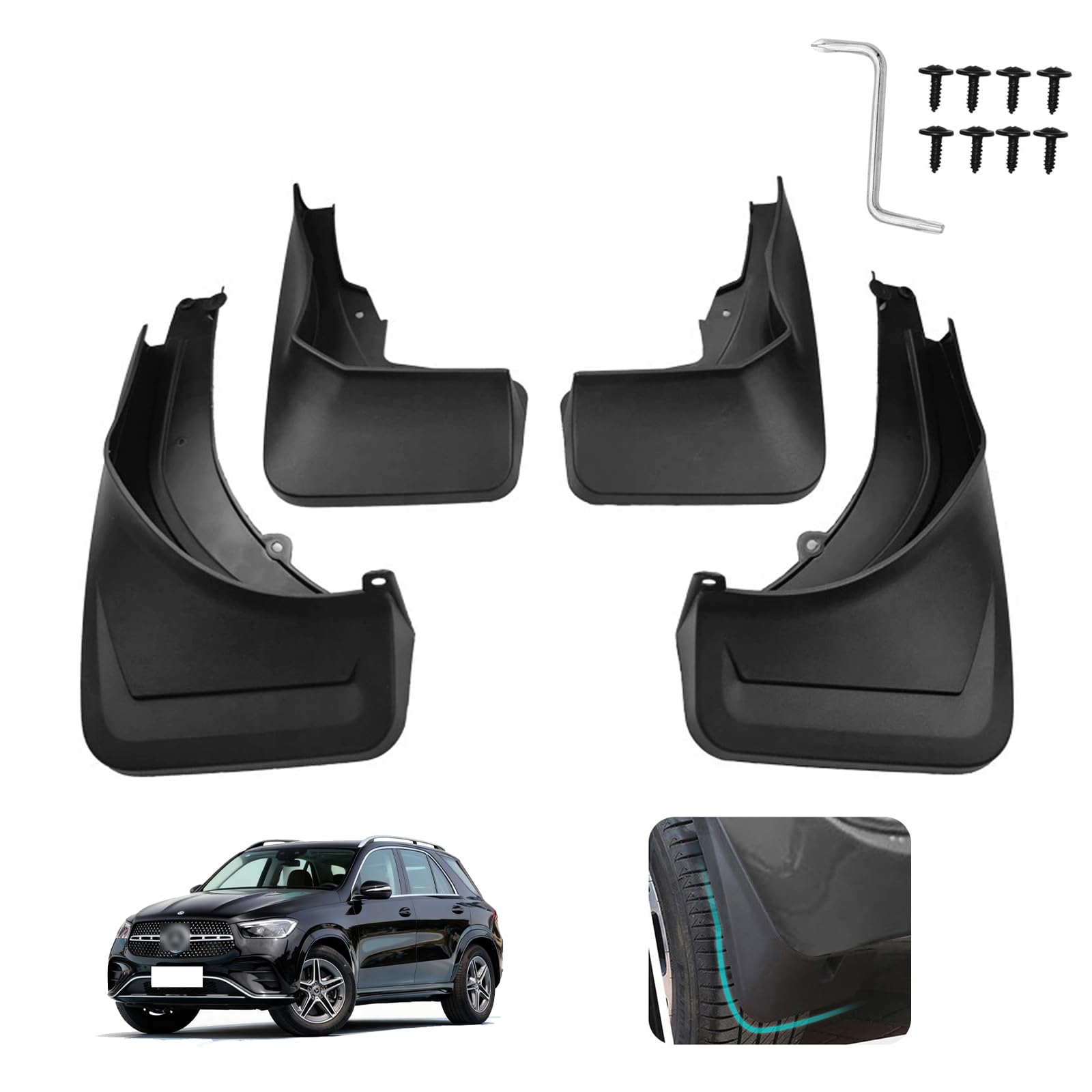 Photo 1 of Actkill Custom Fit for Mud Flaps 2020-2025 Mercedes-Benz GLE 350 GLE 450 GLE 580 w/AMG Line (No Running Boards, No Coupe) Mud Splash Guard Front and Rear 4-PC Set