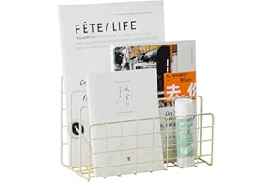 JIARI Decorative Book Organizer Magazine Holder Mail Sorters 3-Slot, Desktop File Sorter Organizer Bookshelf Bookends Book End, Metal Bookend (Gold)