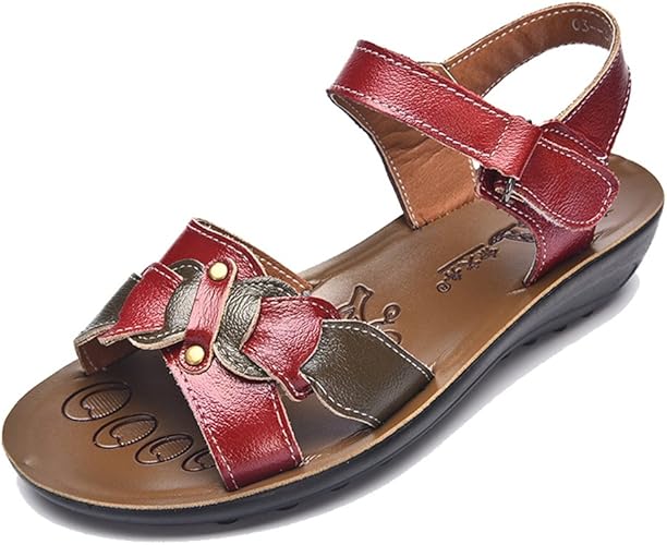 Amazon 店舗 サンダル レディース 高齢者靴 婦人靴 お年寄りシューズ 厚底 マジックテープ 大きいサイズ 黒 赤 グリーン 22 5 26 5cmまで シニア 女性 歩きやすい 防滑 快適 通気性 疲れにくい 美脚 おしゃれ 母の日 夏 ファッションサンダル