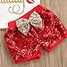 3Pcs Toddler Kids Baby Girls Clothes T-Shirt Tops+Sequins Shorts Pants+ Bow Headband Outfits (1-2 Years, A)