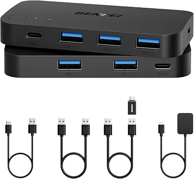 BENFEI USB 3.0 Switch 2 Computers 3x USB 3.0 1x USB-C with Remote
