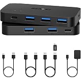 BENFEI USB 3.0 Switch, USB Switcher 2 Computers Share 3*USB 3.0 and 1*USB C with Remote Control for PC Mouse Keyboard Printer Scanner, USB KVM Switch Selector Compatible with Windows, Mac, Linux