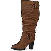 mysoft Women's Wide/Extra Wide Calf Knee High Boots Fashion Chunky Block Heel Pull On Winter Boots with Side Zippers