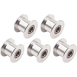 WINSINN GT2 Idler Pulley 20 Toothless 5mm Bore 10mm Width Timing Pulley Wheel Aluminum for 3D Printer (Pack of 5Pcs)