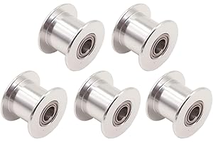 WINSINN GT2 Idler Pulley - 20 Toothless, 5mm Bore, for 10mm Width Timing Belt, Aluminum - Ideal for 3D Printers, CNC Machines (5-Pack)