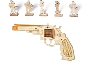 ROKR 3D Wooden Puzzle DIY Building Toys Mechanical Model - Multi-Player Game with Wood Targets &Rubber Bands, Gifts for Adults