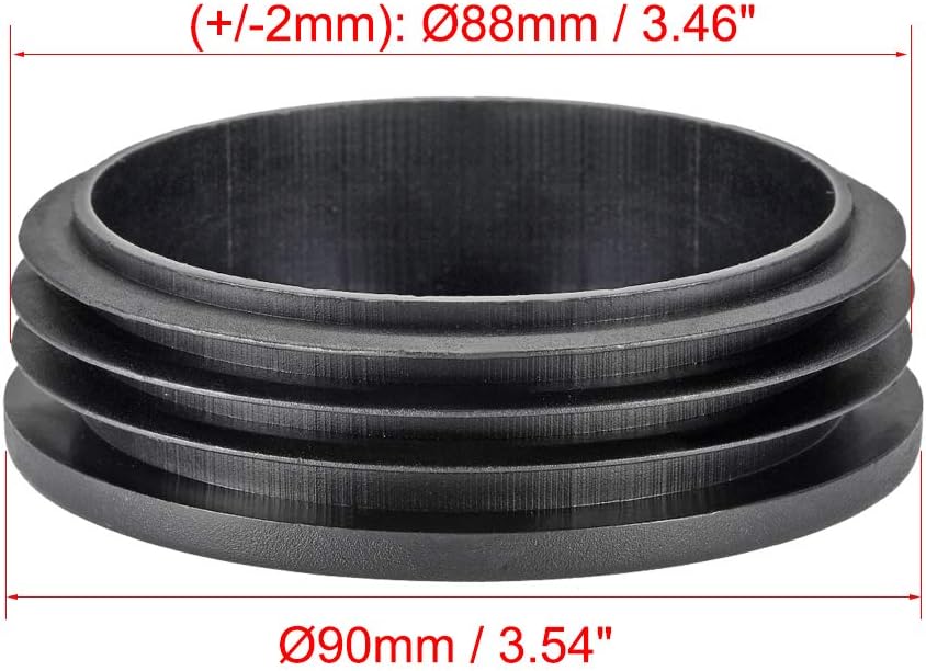 sourcing map 4pcs 90mm Dia Plastic Tubing Plug Round Post End Caps for Handrail Stair Newel Guardrail Tube Black - Image 3