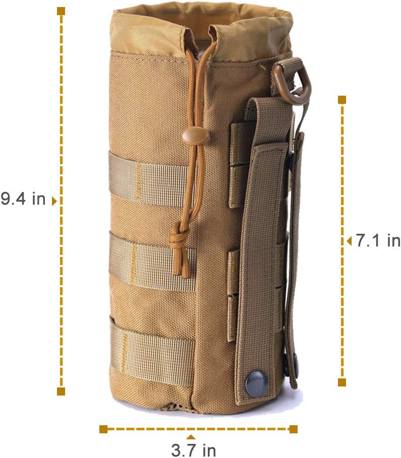 Upgraded Sports Water Bottles Pouch Bag, Tactical Drawstring Molle Water Bottle Holder Tactical Pouches, Travel Mesh Water Bottle Bag Tactical Hydration Carrier (Tan-1Pack) : Sports & Outdoors
