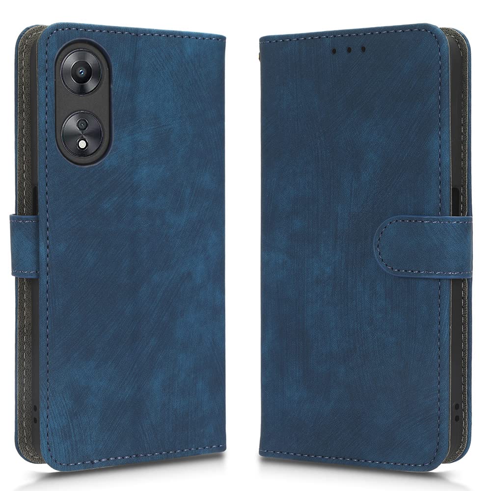 XINNI RFID Protective Phone Case for Oppo A78 5G, PU/TPU Flip Leather Shockproof Cover, Blue — image 1