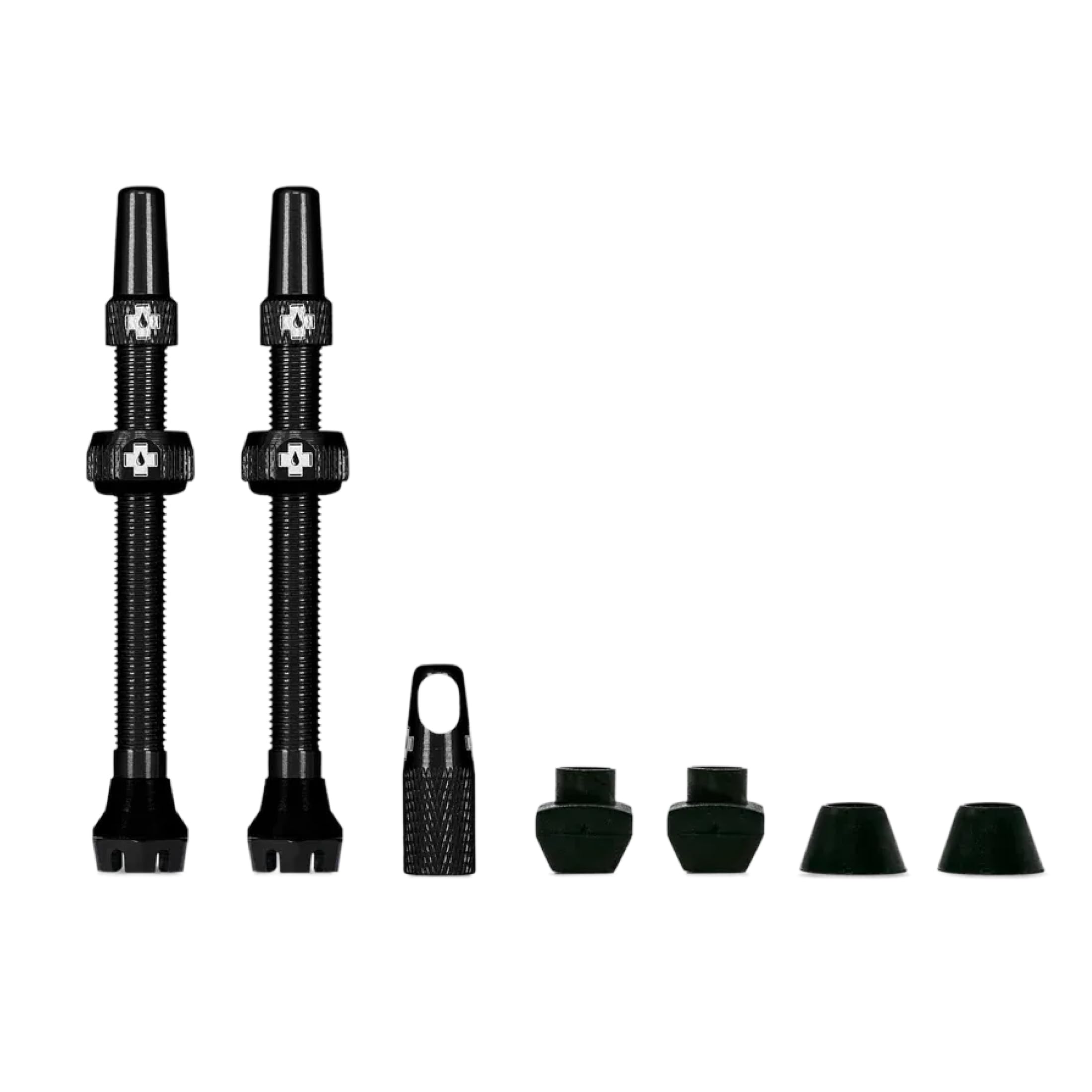 Muc-Off Tubeless Valves V2-7075 Aluminium Presta Valves with Core Removal Tool - Air Flow System for Mountain Bike, Road and Gravel Wheels - Compatible with Rim Inserts - Black, 60mm