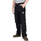 BOCOMAL FR Pants for Men Cargo Pockets Flame Resistant/Fire Retardant Elastic Waist Water & Oil Repellent Finish