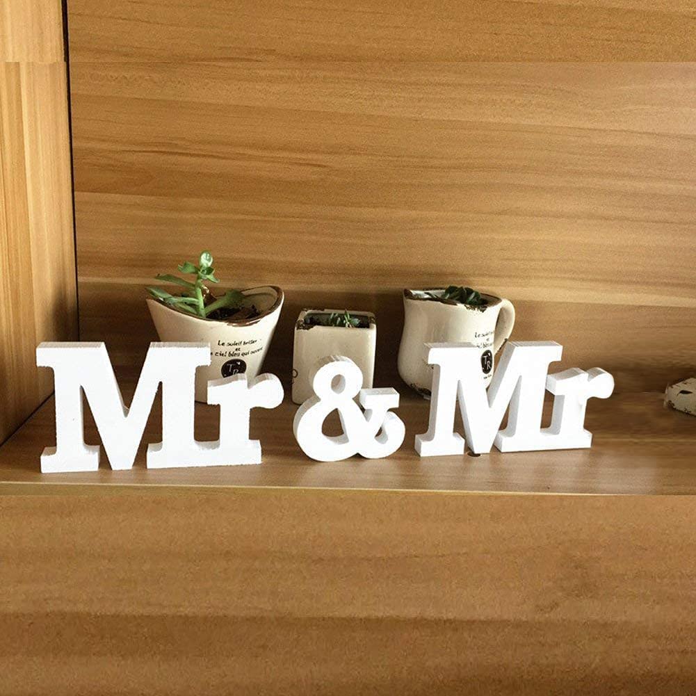Mr & Mr Sign, Mr and Mr Wooden Letters Sign Gay Wedding Table Decoration Gift for Gay Couples