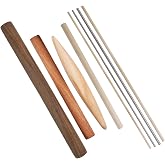8 PCS Pasta Rolling Pins Set, Multiple Sizes Wood and Stainless Steel Non-Stick Pizza Roller Professional Baking Dough Roller for Pastas, Ramen, Tortilla, Bread, Noodles