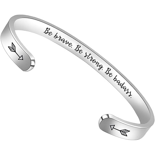Btysun Inspirational Bracelets for Women Teen Girl Personalized Birthday Cuff Bangle Mantra Quotes Jewelry Friend Gifts for Her Mom