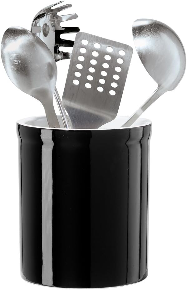 Oggi Ceramic Utensil Holder Black Amazon Co Uk Kitchen Home