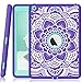 iPad 5th/6th Generation Case, Hocase Heavy Duty Shock Absorbent Rubber+Hard Plastic Dual Layer Protective Case w/Mandala Floral Print and Kickstand for iPad 9.7 2018/2017 - Purple/Teal