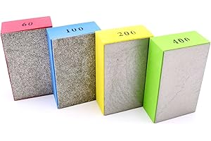 KEEYWOLT Diamond Hand Polishing Pads extremely Sharp for Sanding Concrete Glass Stone Granite Marble-60#,100#,200#,400# 4Pcs(Plane)…