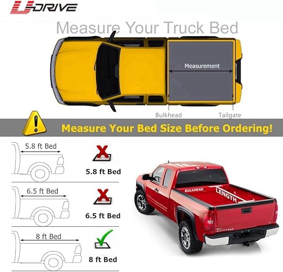 Amazon Com U Drive Auto Lock Tri Fold Hard Solid Tonneau Cover For 2015 2016 Ford F150 With 8 Feet 96 Inch Bed Automotive