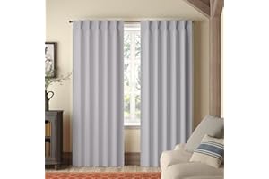 Magic Drapes Pinch Pleated Curtains & Drapes Blackout Thermal Insulated for Traverse Rod, Living Room, Bedroom, Sliding Door Patio Home with Hooks & Tiebacks W(35"+35") L84(2 Panels, Silver)