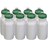 Pinnacle Mercantile Sports Squeeze Plastic Water Bottles Green Push/Pull Cap 20 Ounce Bpa-free Set 8
