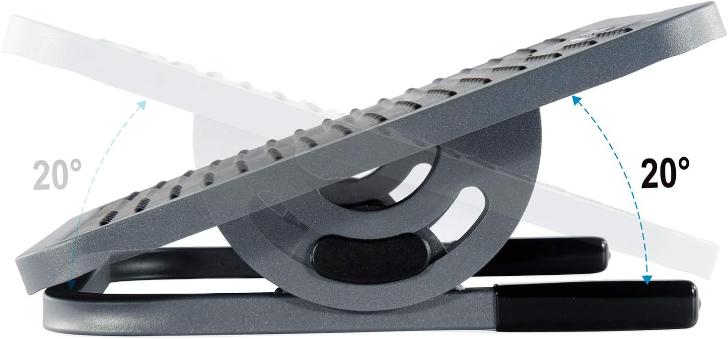 DESIGNA Adjustable Under Desk Footrest with Massage Surface, Ergonomic Foot Rest Tilt Angle Adjustment for Home Office, Metal, Black & Gray : Office Products