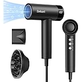 Dekuri Hair Dryer, 110,000 RPM High-Speed Fast Drying Blow Dryer, 200 Million Ionic Lightweight Hairdryer with Diffuser, Magnetic Nozzle, 4 Temps & 2 Speeds, Low Noise for Women & Men, Black