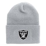 Oakland Raiders Gray Beanie Hat - NFL Cuffed Knit Cap