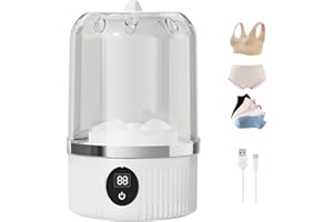 TRAVEANT Portable Mini Washing Machine, 1L underwear washer with Digital Timer Display for underwear, socks, saliva towels, suitable for apartments, hotels, and travel and Fathers Day (White)