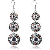 Handmade Boho Teardrop Earrings for Women Unique Tribal Ethnic Colorful Vintage Antique Enamel Waterdrop Dangle Drop Statement Earrings All-match Sculpted Water Drop Jewelry Gifts