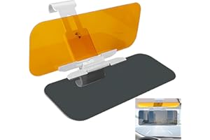 leediga 1 PC Car Sun Visor Anti-Glare Glasses, 12.6 x 4.7 Anti-high Beam Goggles for Day and Night Use, Button Model HD Vision Safe UV Blocking Sun Visor Extender, Universal for Car (Black & Yellow)