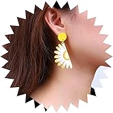 Iaceble Boho Acrylic Daisy Flower Earrings Yellow Flower Dangle Earrings Daisy Drop Earrings Daisy Petal Earrings Sunflower Earrings Jewelry for Women