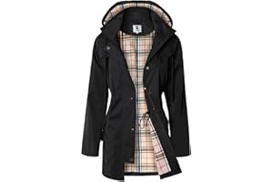 SaphiRose Women's Waterproof Rain Jacket Long Lined Raincoat Outdoor Windbreaker with Hood