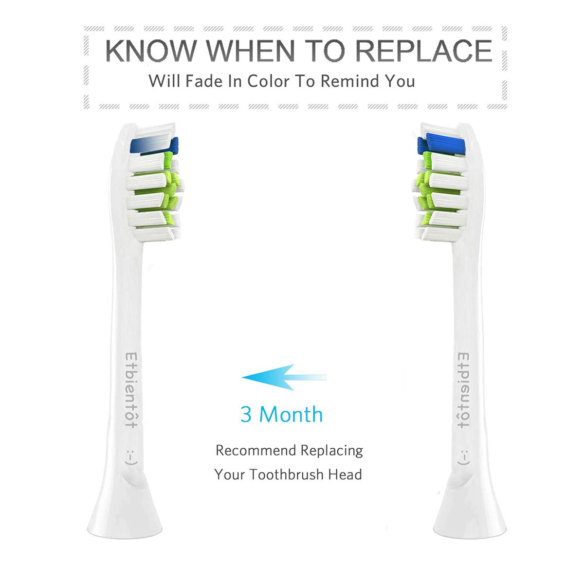 DiamondClean Replacement Brush Heads, Compatible with Philips Sonicare Electric Toothbrush HX6063/64,HX9350/40 Fit for Sonicare Plaque Control, Gum Health, FlexCare, EasyClean and HealthyWhite 4 Count