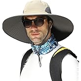 【New Size: L-XXL】 Wide Brim Fishing Sun Hat for Men UPF 50+Waterproof Breathable Safari Hiking Camping Hat for Big/Small Head