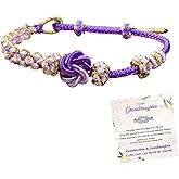 For Granddaughter - A Link That Can Never Be Undone Peach Blossom Knot Bracelet, Granddaughter Bracelet from Grandma Always Be Brave And Be Strong Adjustable Braided Bracelets for Women Jewelry