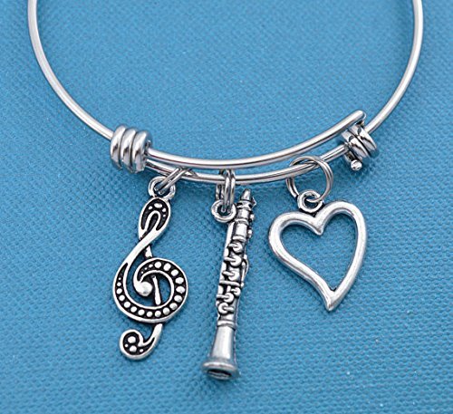 Little Girls Clarinet Bangle Bracelet in stainless steel. Little girls jewelry. Little girls bracelet. Clarinet bracelet. Clarinet Jewel