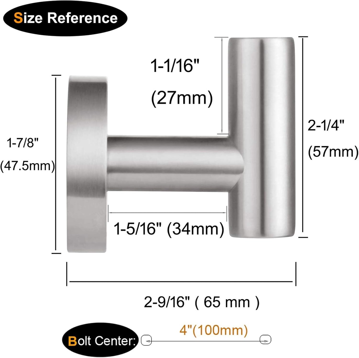 Nolimas Bathroom Towel Hooks SUS 304 Stainless Steel Coat Hook Round Clothes Towel Coat Robe Hook Cabinet Closet Door Sponges Holder for Bath Kitchen Garage Hotel,Wall Mounted, Brushed Nickel, 2Pack: Home & Kitchen