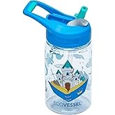 EcoVessel SPLASH Tritan Plastic Kids Water Bottle with Straw, Leak Proof Flip Top Lid, and Carry Handle Kids Cups Sports Water Bottle Sippy Cups 12 oz (Storybook)