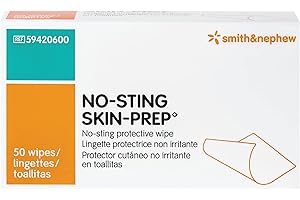 SMITH & NEPHEW Smith+Nephew NO-STING SKIN-PREP Wipes, Protective Dressing Wipes, Alcohol-Free Skin Barrier Film, Individually Wrapped, Box of 50